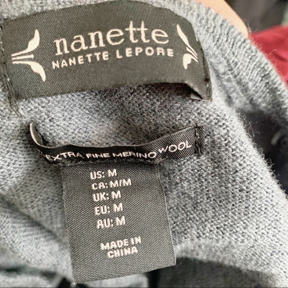 Nanette Lepore Peplum Bell Sleeve Merino Sweater L - Picture 7 of 11